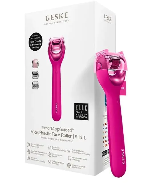 Geske MicroNeedle Face Roller 9in1 Roller do mezoterapii igłowej Magenta