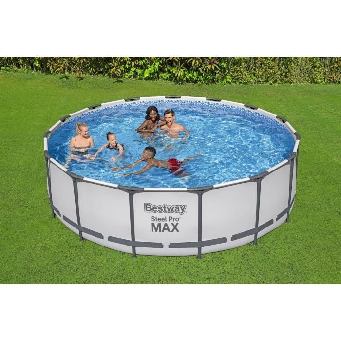 Piscina tubular elevada - BESTWAY - Steel Pro Max - 457 x 122 cm - Redonda - Filtro de cartucho