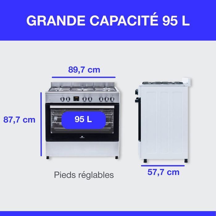 Continental Edison CECP9060IXDD 95L Multifunction Catalytic Oven Cooker - Digital Display - W90 x H85 cm - Stainless Steel