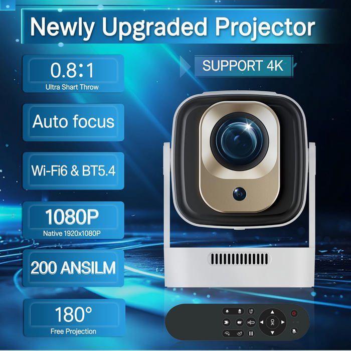 Mini Projecteur 4K Videoprojecteur Portable Projecteur Video Wifi 6 Android 11,1080P Full Hd Supporté Pour Téléphone/Pc/Lap/[XV21]