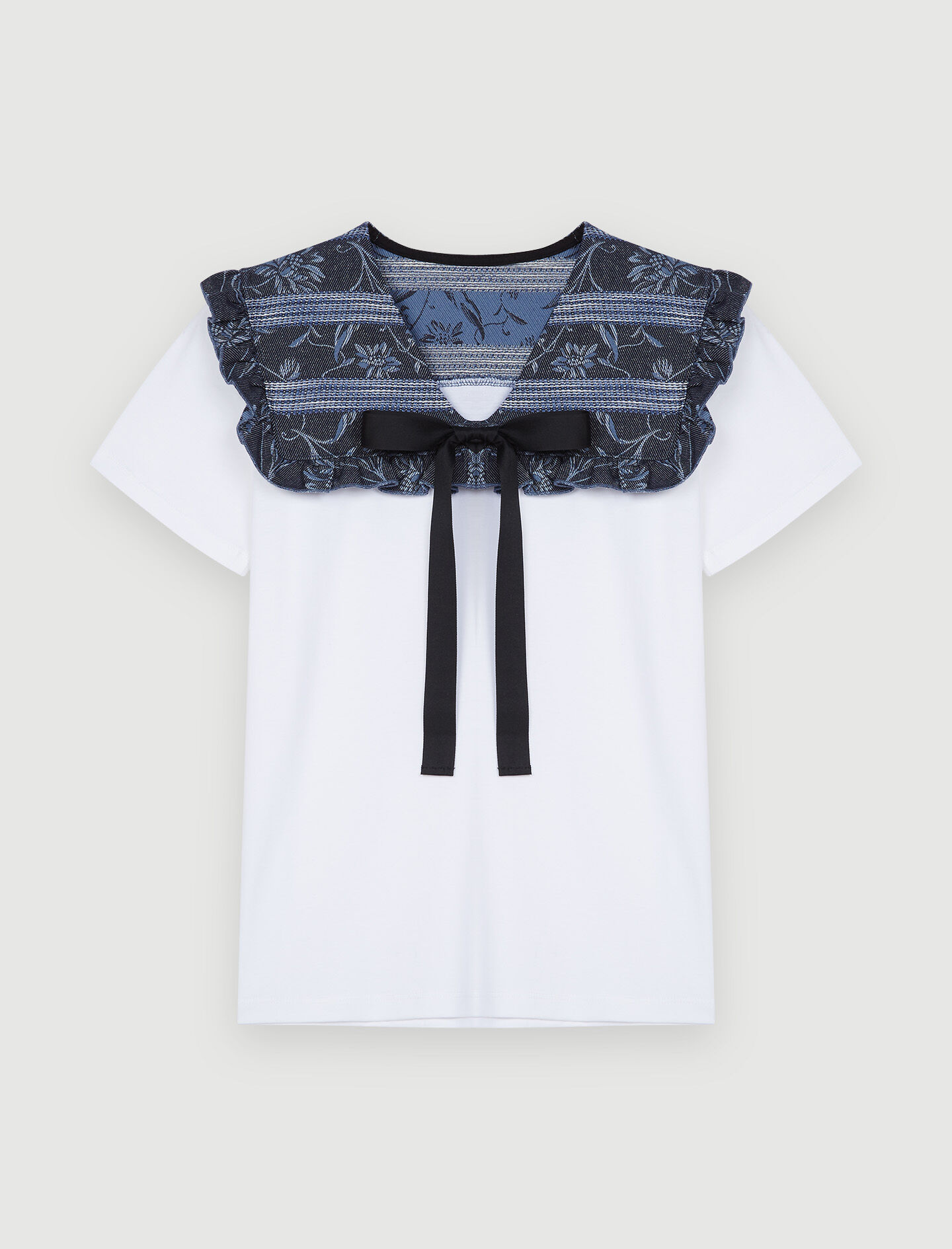 Tricou din amestec de materiale - Alb
