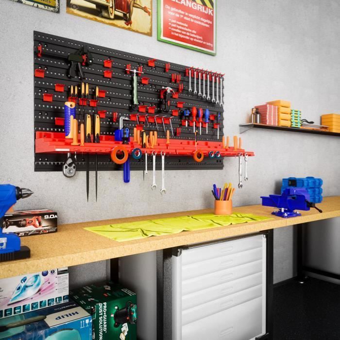 Panel de pared MONZANA® de 54 piezas para almacenamiento de herramientas, soportes de plástico para herramientas para la organización del taller de bricolaje.