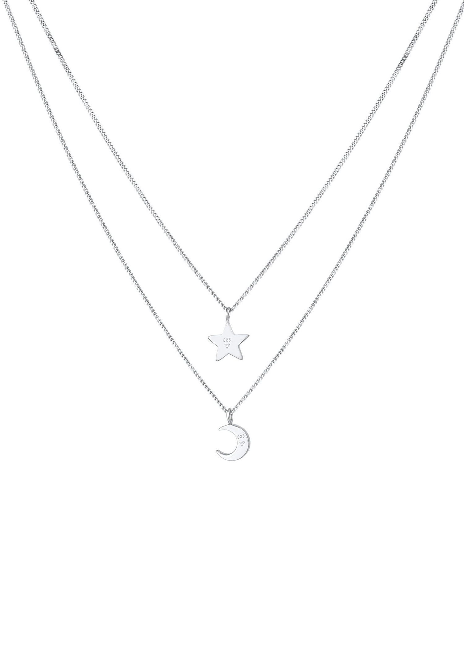 Elli Enfants Layer étoile demi-lune pendentif avec cristal en argent sterling 925