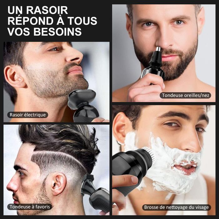 Men's Electric Shaver, 3D Men's Shaver with 6-in-1 Beard Trimmer, IPX6 100% Waterproof Wet & Dry LCD
