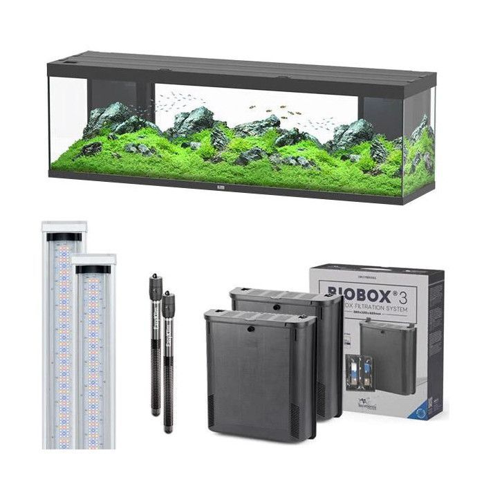 Aquarium poisson Splendid 200 LED 2.0 et BioBox - Aquatlantis Noir