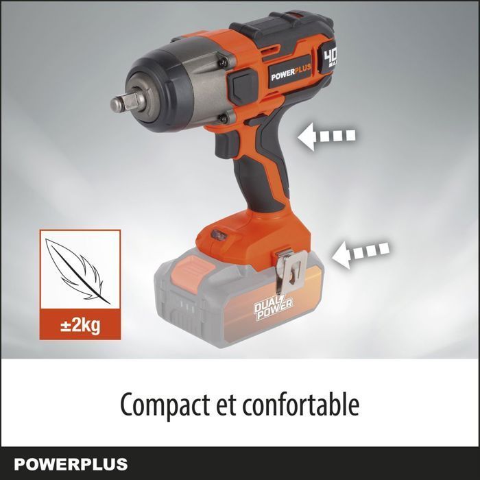 Clé à choc sans fil - Powerplus - POWDP20400 - 40V - 350NM