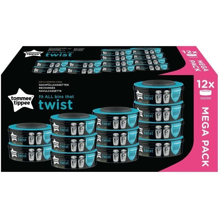 Tommee Tippee Refill Pads for Twist & Click and Sangenic TEC, Pack of 12