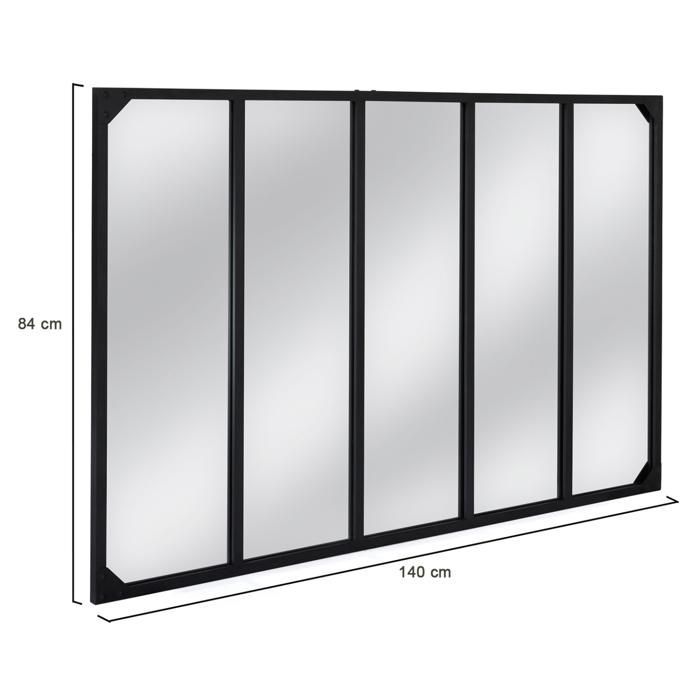 IDMARKET Industrial design 5-band glass-fronted mirror 140x84 cm