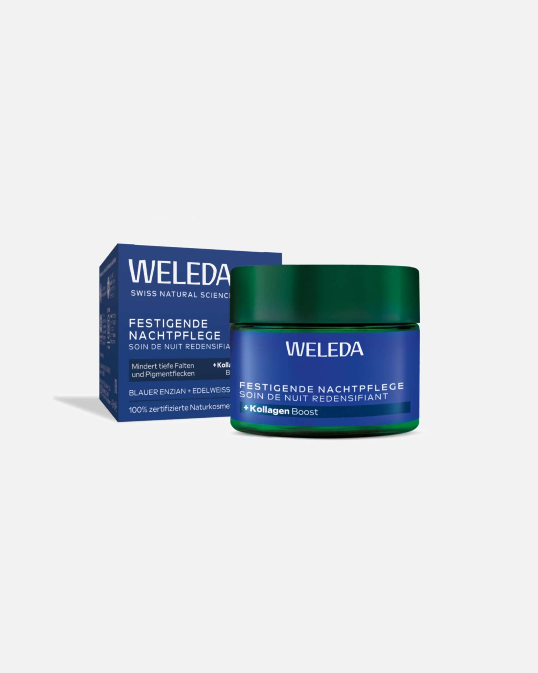Weleda veido kremas „Mėlynas stangrinamasis naktinis kremas“ su gencijonais ir edelveisu, 40 ml