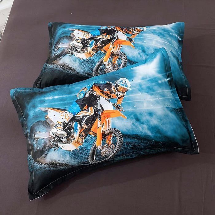 Funda nórdica de moto de 200x200cm con 2 fundas de almohada, funda nórdica de motocross, para adultos, hombres, niños y niñas.