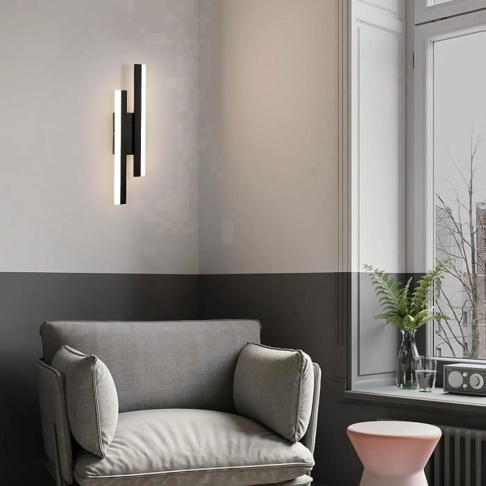 Aplique de pared LED moderno DELIPOP de 16 W con temperatura de color ajustable (3000 K/4000 K/6500 K) para dormitorio, pasillo y entrada – Negro