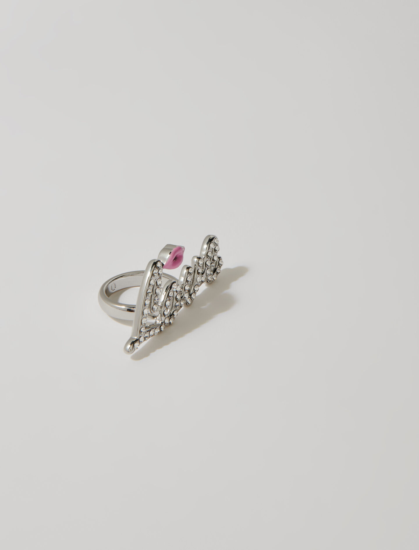 Liefdesring met strass-steentjes - Zilver
