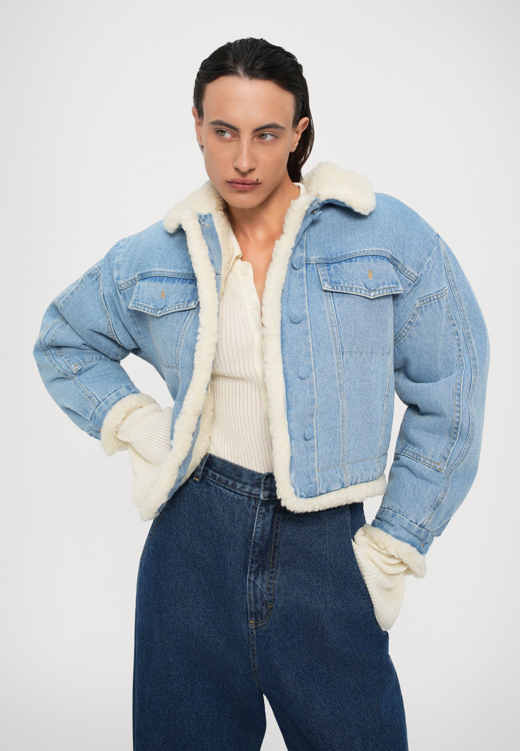 Jaqueta de inverno dupla face Ksenia Schnaider - Jaqueta jeans - azul claro