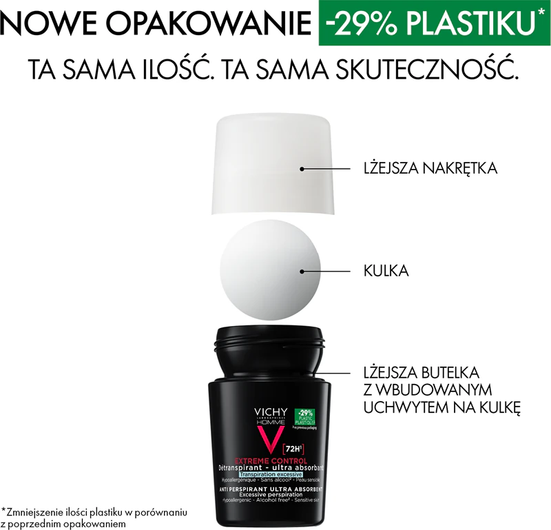 Desodorante antitranspirante roll-on Vichy Homme contra transpiração excessiva.