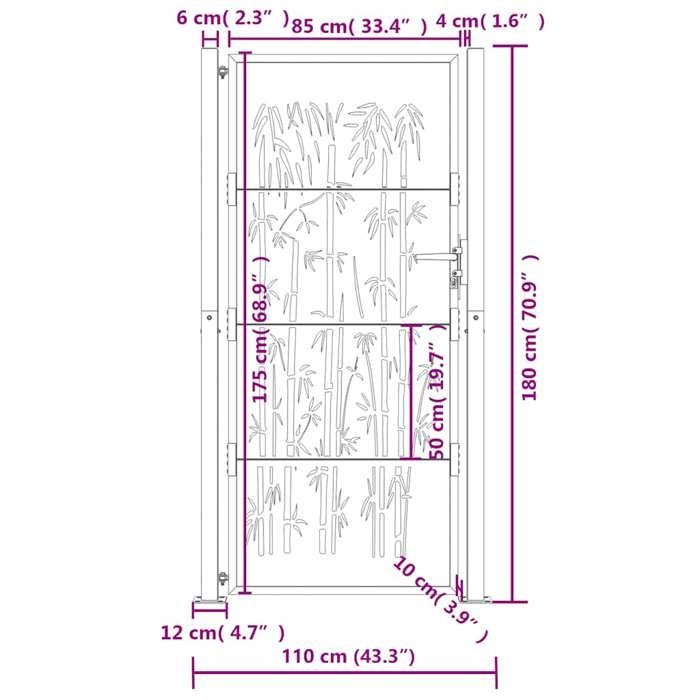 vidaXL Portail de Jardin, Portillon de Patio, Barrière de Sécurité, Porte d'Extérieure Terrasse, Anthracite 105x180 cm Acier 153182