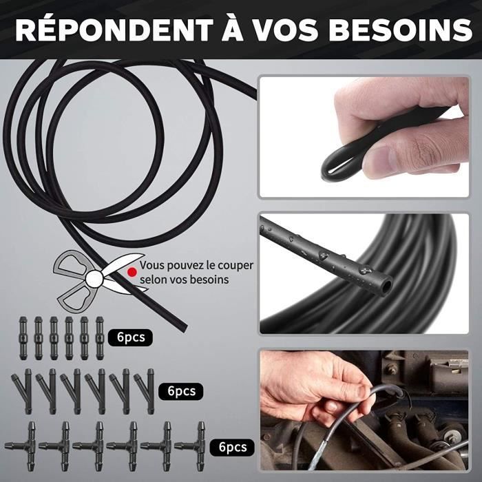 Kit de manguera para limpiaparabrisas, manguera universal de 6 metros para líquido limpiaparabrisas con 18 conectores y manguera rociadora.