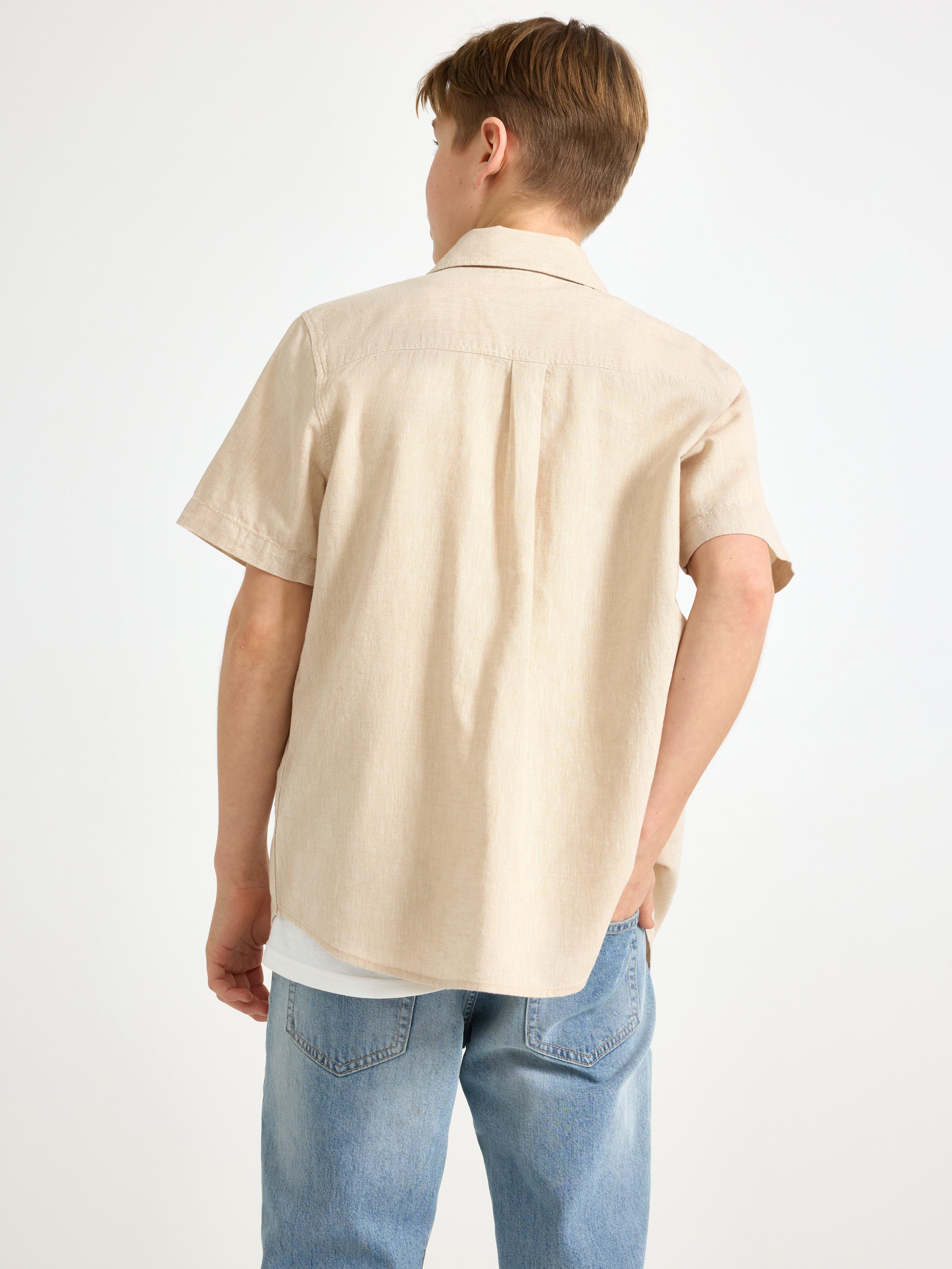 Camisa em mistura de linho bege