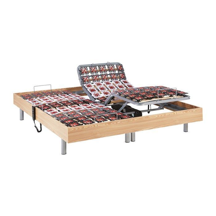 Base de cama eléctrica de relajación con elementos decorativos, 2 x 78 listones - 2 x 90 x 200 cm - Roble natural - NAFURI by YSMÉE