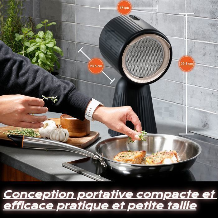 Hotte Aspirante,Mini  Portable A+,24W, Barbecue Camping-car, 3600RPM MAX,hotte de cuisine,Noir,3pcs Filtres