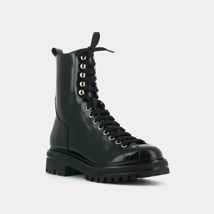 Bottines à lacets  en cuir noir
