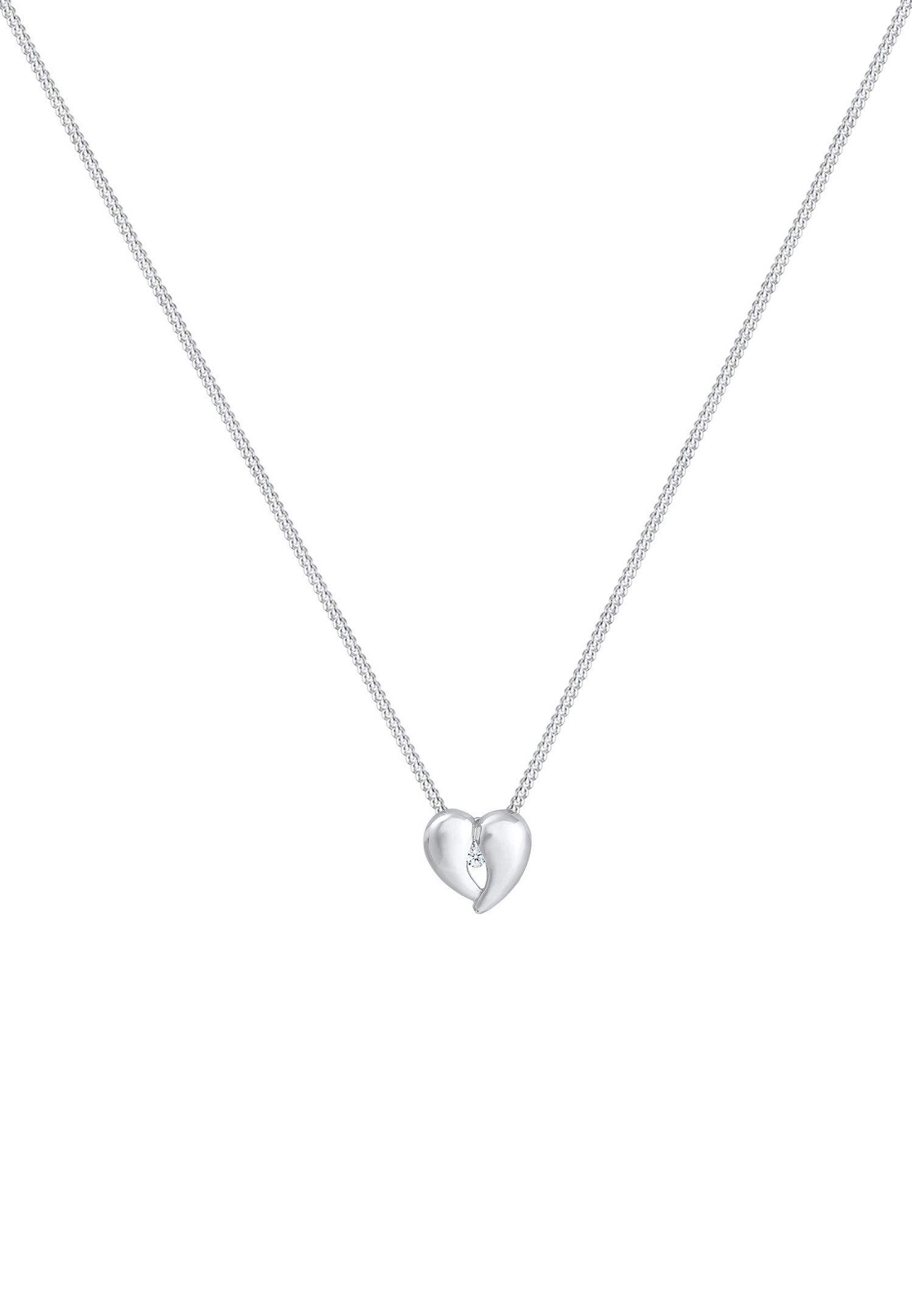 Elli DIAMONDS Pendentif coeur dame amour filigrane avec diamant (0,03 ct.) en argent sterling 925