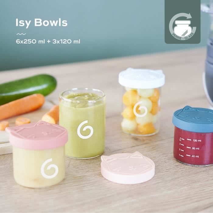 Babymoov ISY BOWLS 9 gegradueerde opbergbakjes van borosilicaatglas - 6x250ml + 3x120ml