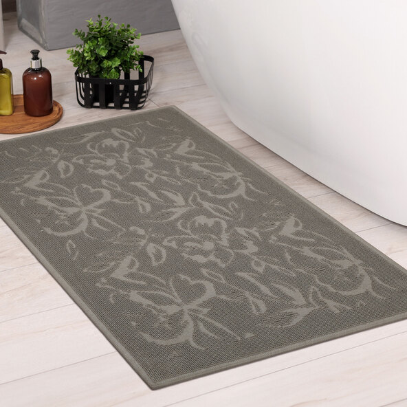 Badematte Flower, 60 x 100 cm, anthrazit