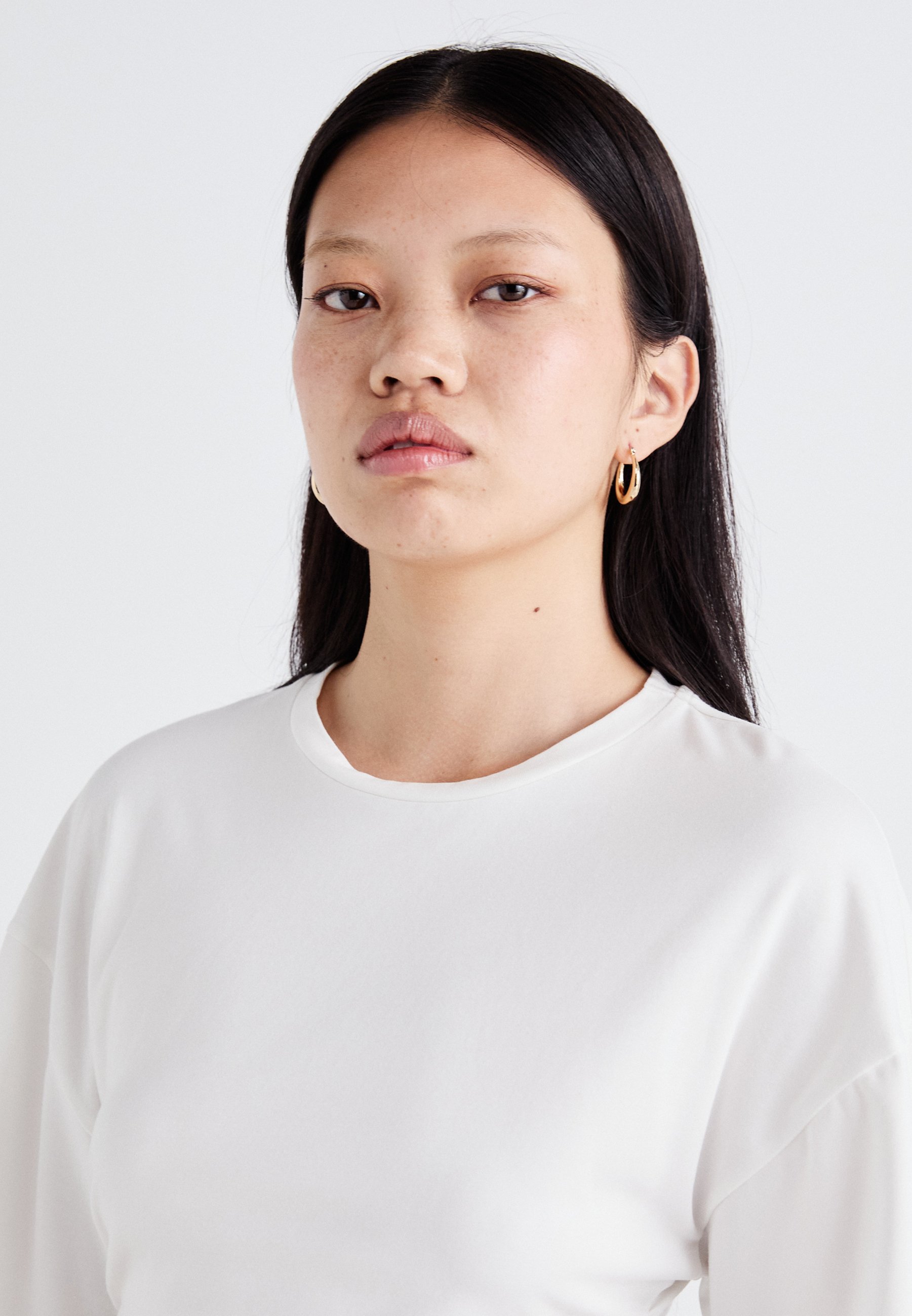 Gina Tricot Soft Touch Gerimpeld T-shirt - Basic T-shirt - gebroken wit