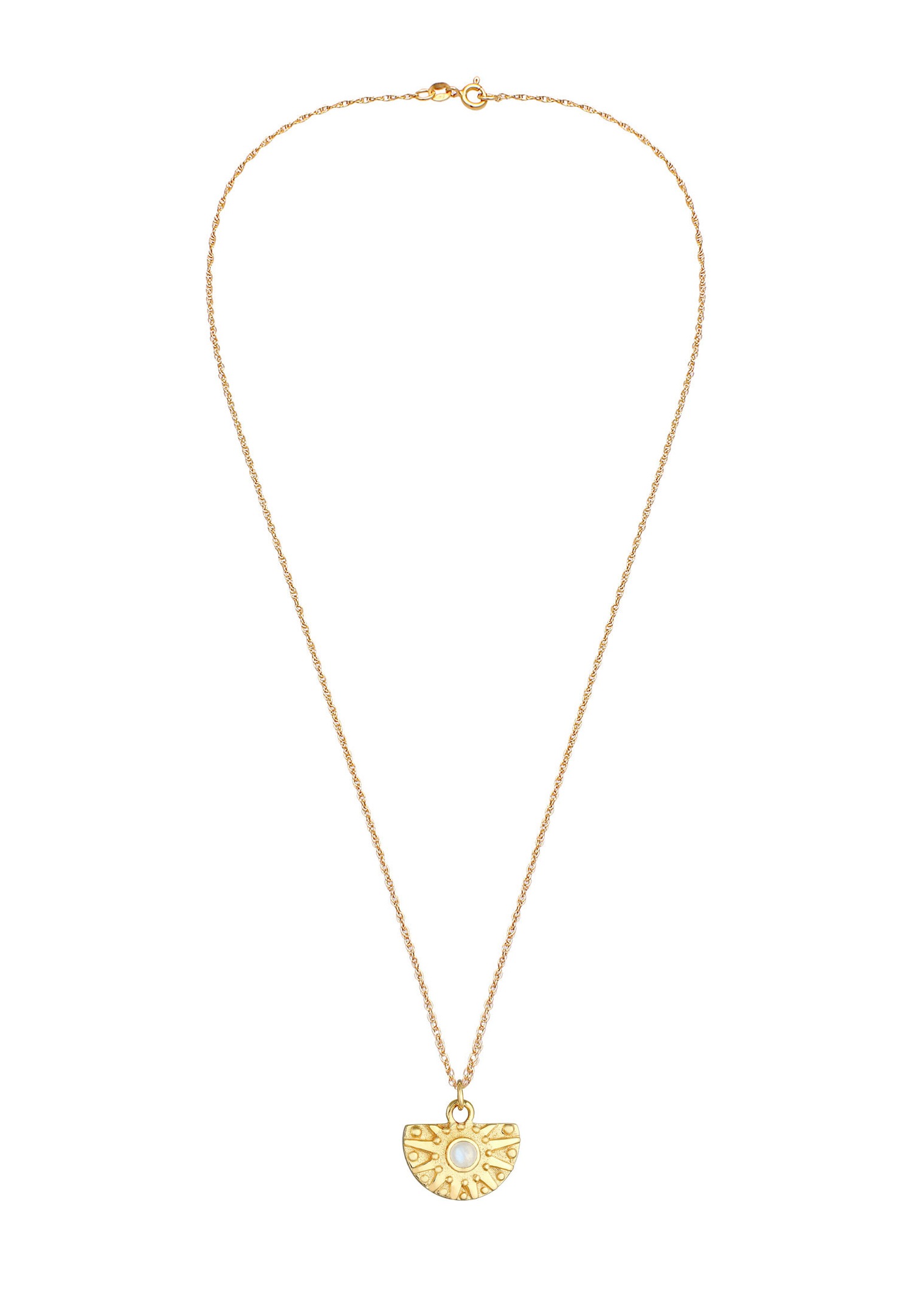 Elli PREMIUM Elli PREMIUM Collier Femmes pendentif Vintage Ornement soleil tendance avec pierre de lune en argent sterling 925 plaqué or