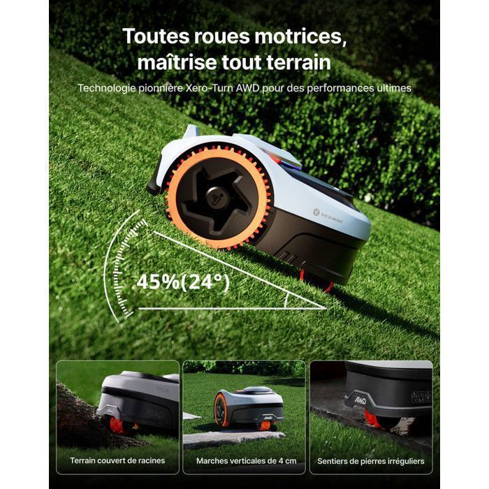 Cortacésped robótico Segway Navimow i205 AWD (Nuevo i105E) y garaje S 500 m², NRTK+Vision, mapeo automático, sin antena.