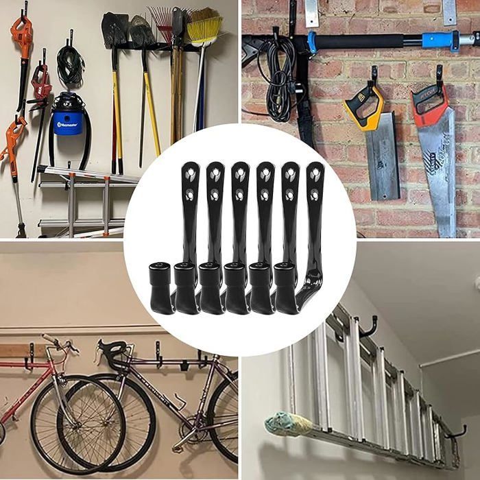 Set of 6 Heavy-Duty Garage Storage Hooks, Wall Mount with Screw Set, Heavy-Duty Utility Storage Hooks NORVYN