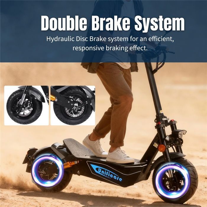 Scooter électrique MAX2000, Moteur 2000W, Batterie 60v20ah, Autonomie 55KM, 45KM/H, Lumières LED photosensibles, Noir