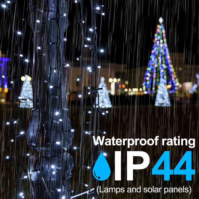 Cecaylie Solar LED-lichtslinger met 1000 LED's, 100 meter, voor buiten, tuin, kerstverlichting, koel wit.