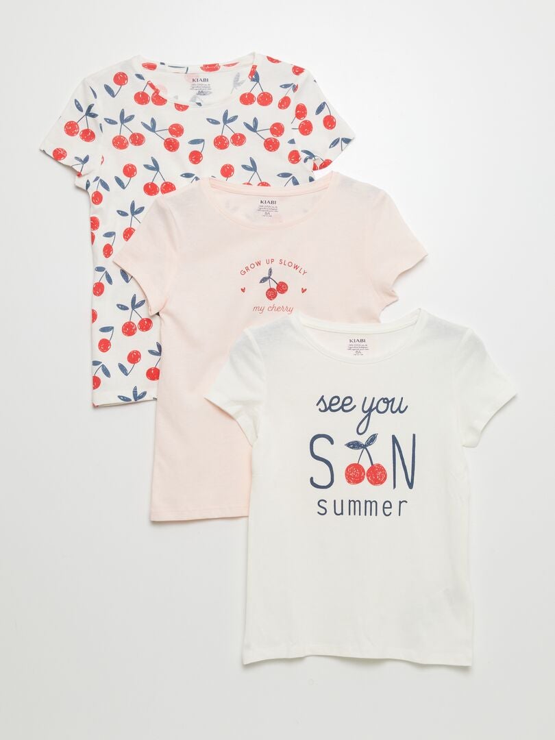 Set van 3 bedrukte T-shirts - BEIGE