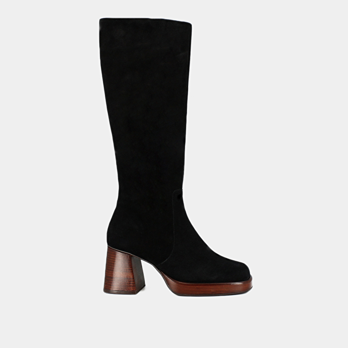 Bottes à plateformes  en croute noir