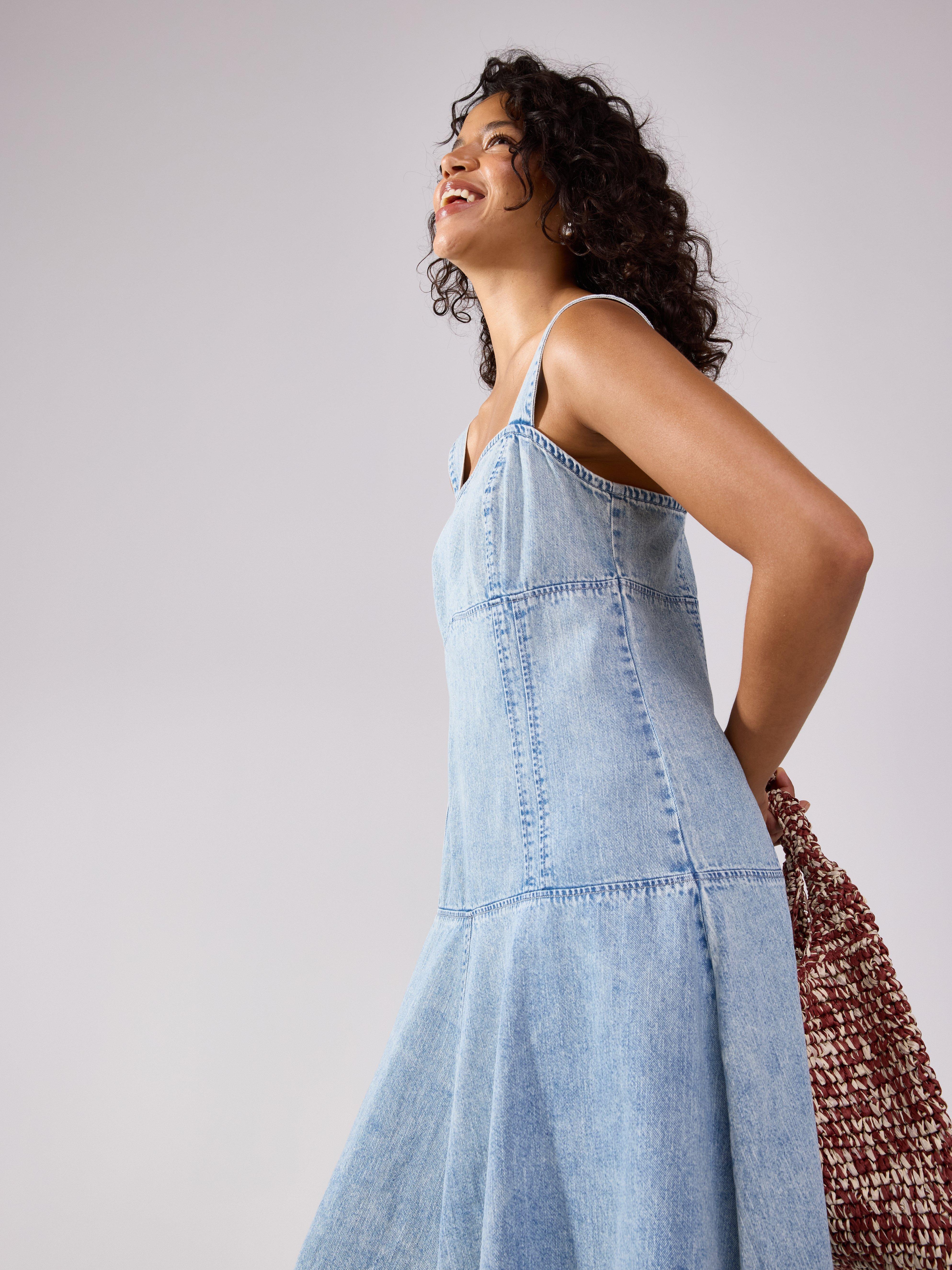 Mellomlang denim Denimblå