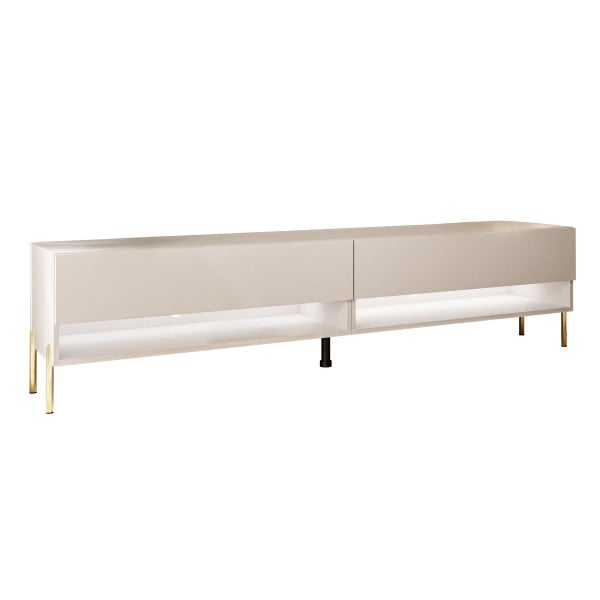 Szafka RTV CALANTE 180 cm LED kaszmir nogi proste złote