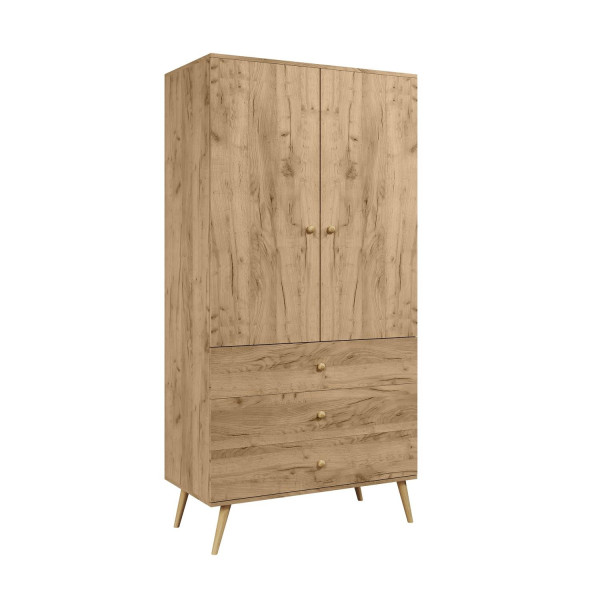 Szafa z Szufladami 100cm Dąb Craft IKON Sznurkowe Uchwyty
