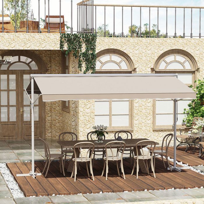 Outsunny – Doppelmarkise – Aluminium – 395 x 298 x 255 cm – Beige