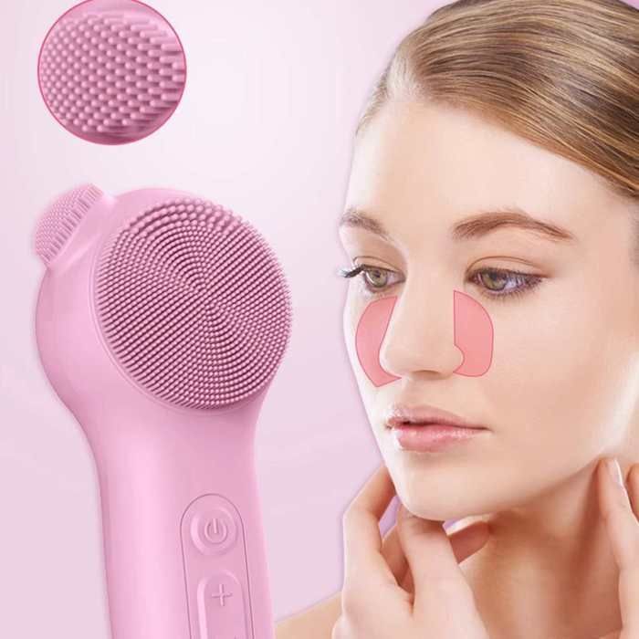 Elektrische Silikon-Gesichtsreinigungsbürste, Mitesserentfernung, Rotlicht, Wärmefunktion, Massagefunktion, Schönheitspflege, Lila