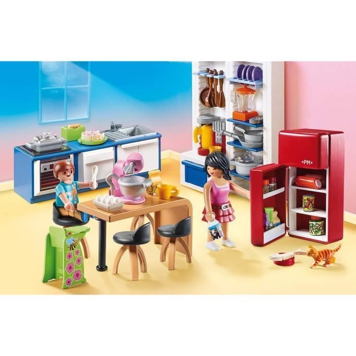 PLAYMOBIL 70206 Cuisine familiale, Dollhouse La Maison Traditionnelle, 129 pièces, dès 4 ans