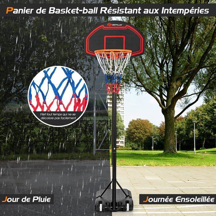 COSTWAY Vrijstaande basketbalring, in hoogte verstelbaar 155–210 cm, verplaatsbaar op wielen met backboard voor kinderen/volwassenen