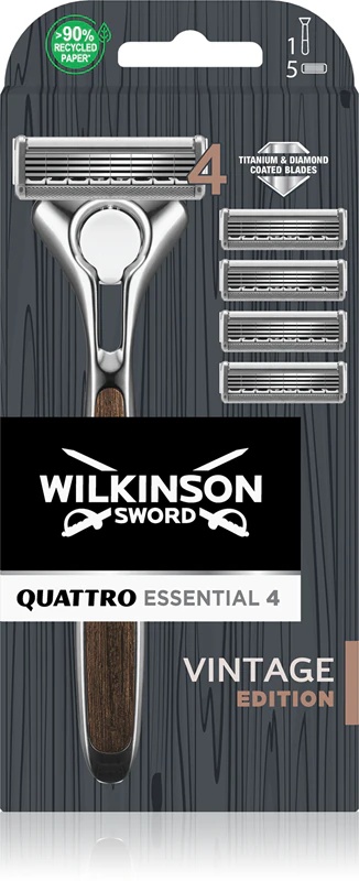 Wilkinson Sword Quattro Essentials 4 Vintage britvica + nadomestna rezila 5 kosov.