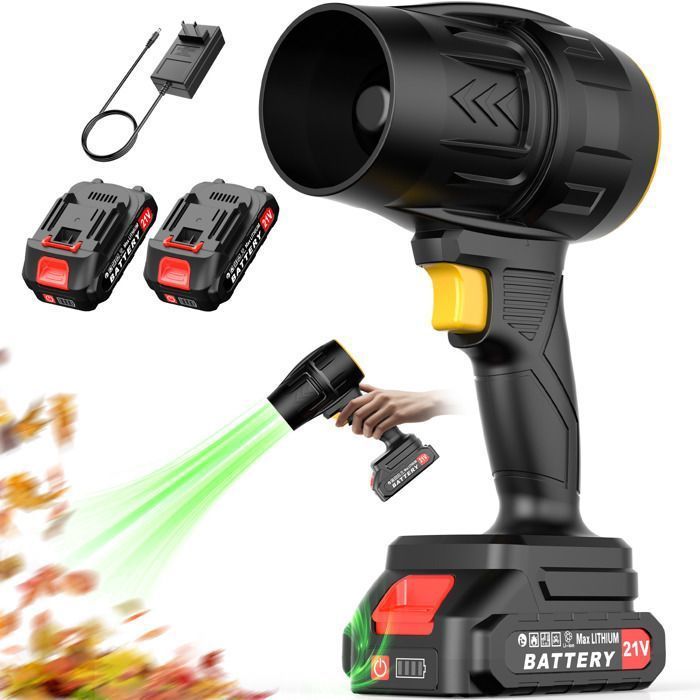 Soplador eléctrico turbo inalámbrico TANBABY de 40000 RPM - Soplador de polvo/nieve/hojas con 2 baterías de 2.0 mAh
