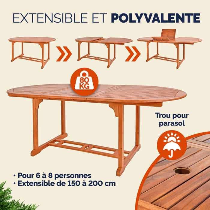 Vanamo tuintafel, eucalyptushout, 200 x 100 x 74 cm, terrastafel