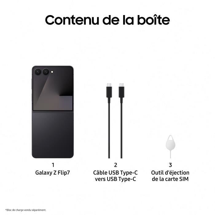 Samsung Galaxy Z Flip7 5G Smartphone 512 Go Noir Absolu