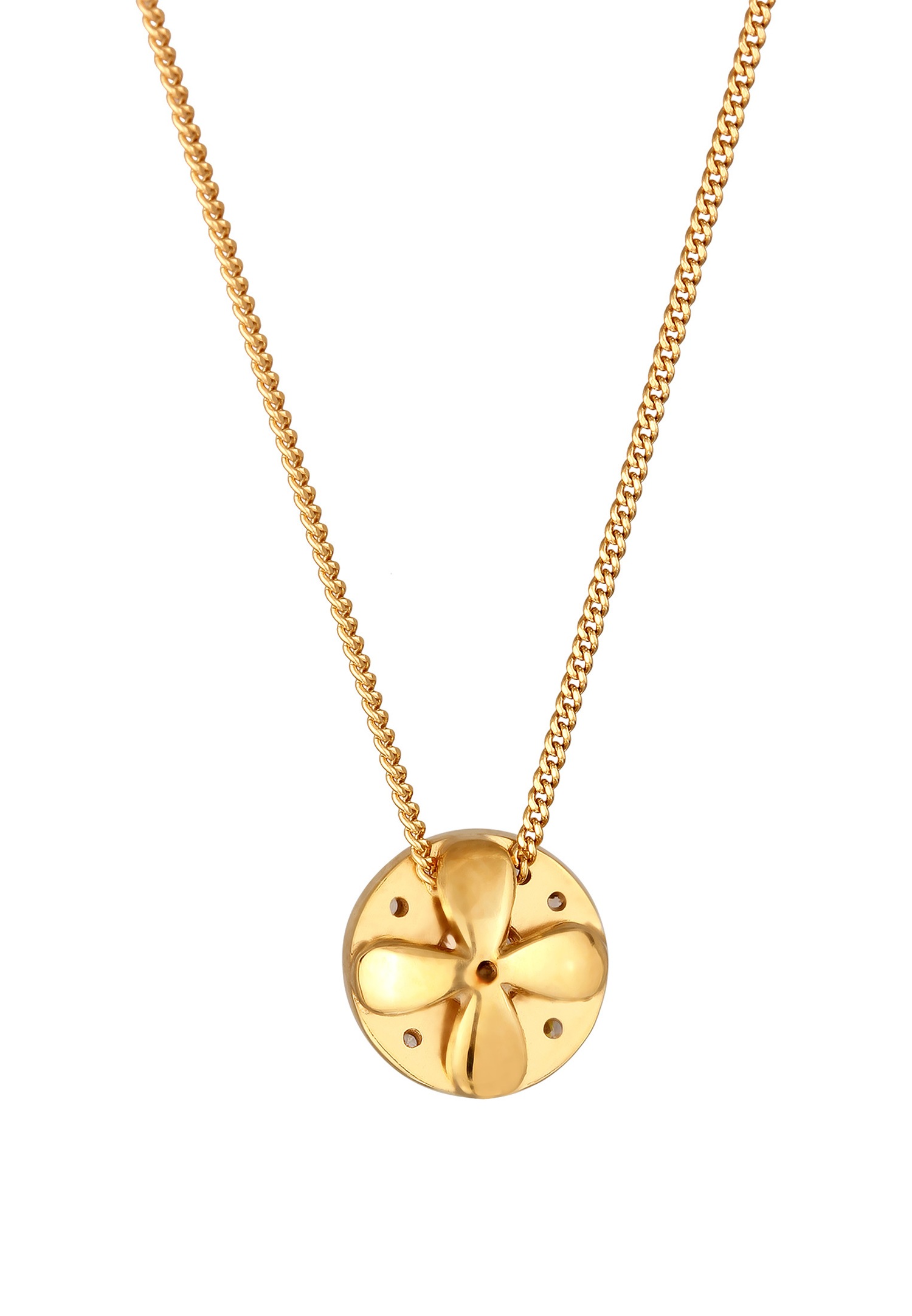 Elli PREMIUM Elli PREMIUM Collier Femmes Pendentif Rond Morgane Pêche Topaze Blanc 925 Argent Sterling Plaqué Or Mariage 42cm