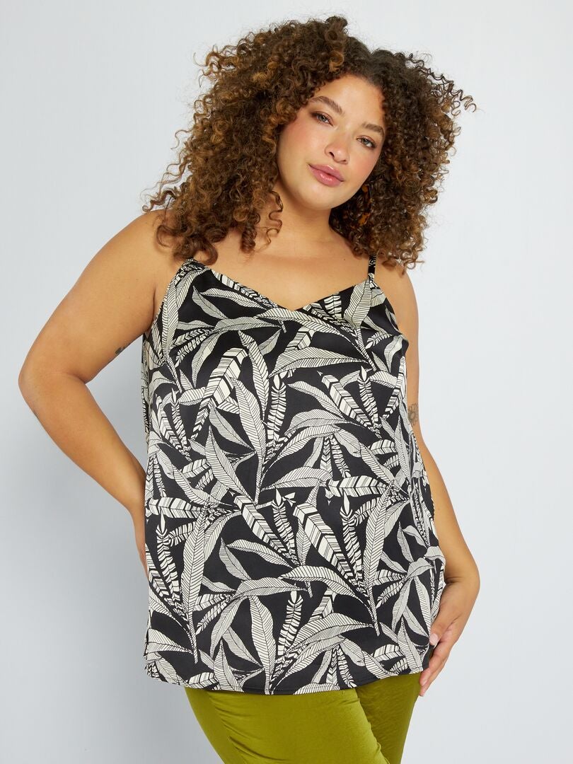 Satijnen tanktop - ZWART