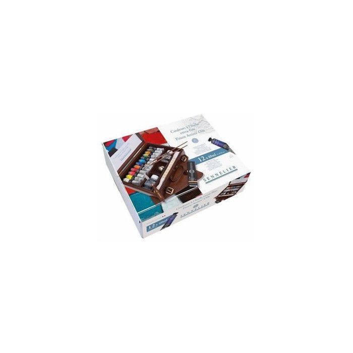 Coffret de peinture à l'huile - Sennelier - Luxe - 12 tubes 40 ml - Bois noble vernis - Mixte adulte