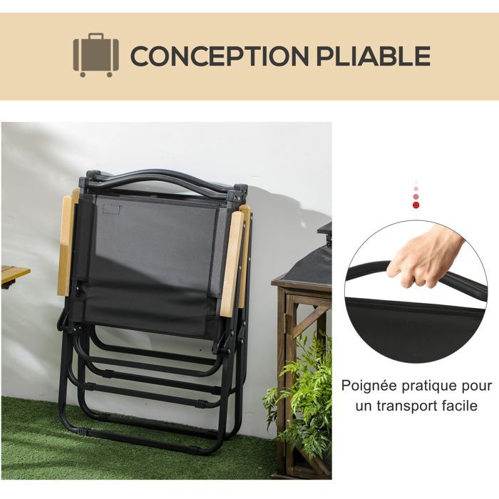 Silla de camping Outsunny - Tela Oxford - 54x59x78cm - Negra